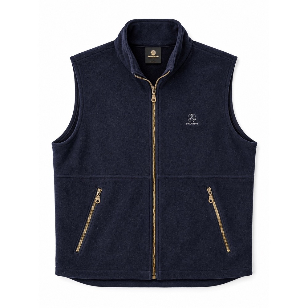 Swanndri New Zealand Mens 100% Wool Full Zip Vest Navy Blue Size Large Winter